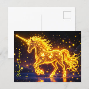 Kwekerij goud unicorn ontwerp glitter magische kun briefkaart