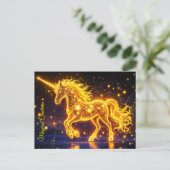 Kwekerij goud unicorn ontwerp glitter magische kun briefkaart (Staand voorkant)