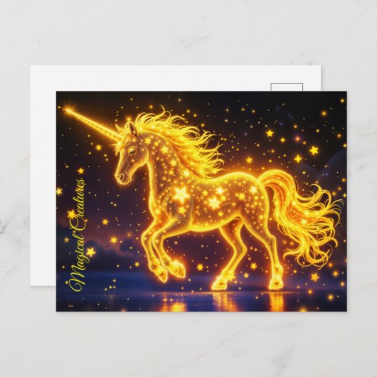 Kwekerij goud unicorn ontwerp glitter magische kun briefkaart (Voorkant / Achterkant)