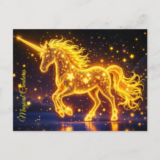 Kwekerij goud unicorn ontwerp glitter magische kun briefkaart (Voorkant)