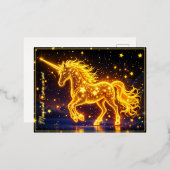 Kwekerij goud unicorn ontwerp glitter magische kun folie uitnodiging briefkaart (Voorkant / Achterkant)