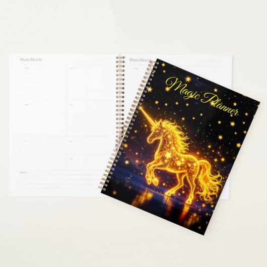 Kwekerij goud unicorn ontwerp glitter magische kun planner (Display)
