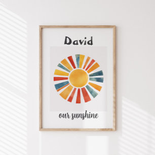 Kwekerij\Kinder Boho Zon Gepersonaliseerde Zonnesc Perfect Poster