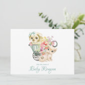 Kwekerij Kitten & Puppy Monogram Baby shower Bedankkaart (Staand voorkant)