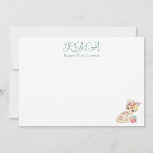 Kwekerij Kitten & Puppy Monogram Baby shower Bedankkaart (Achterkant)