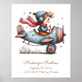 Kwekerij Kunstwerk Kind Vliegend Vliegtuig Geperso Poster (Voorkant)