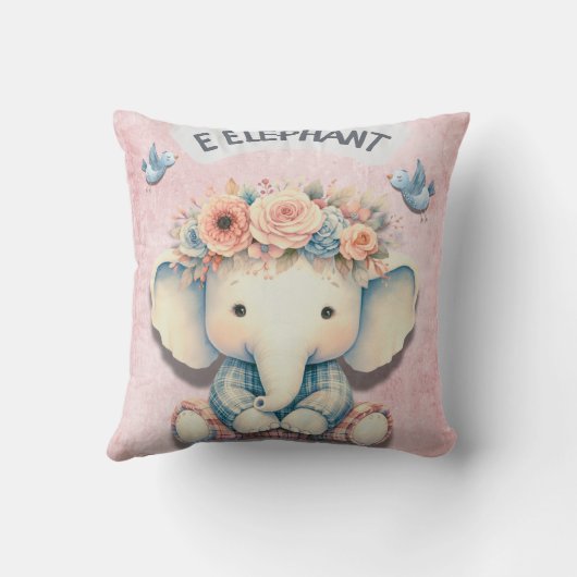 Kwekerij met olifantenthema: Schattig decoratiekus Kussen (Achterkant)