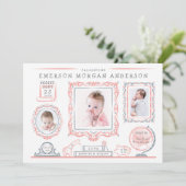 Kwekerij muur baby meisje geboorte aankondiging (Staand voorkant)