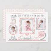 Kwekerij muur baby meisje geboorte aankondiging (Voorkant / Achterkant)