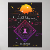 Kwekerij muur kunst nieuwe baby Custom naam gemini Poster (Voorkant)