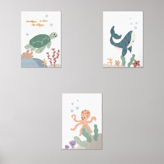 Kwekerij Oceaandieren poster set van 3 (Voorkant)