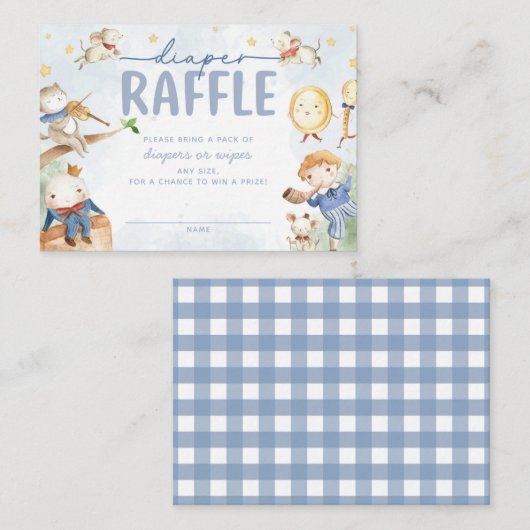 Kwekerij Rhyme Baby shower Luier Raffle Informatiekaartje (Voorkant / Achterkant)