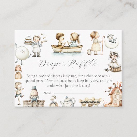 Kwekerij Rhyme Baby shower luierverloting Informatiekaartje (Voorkant)