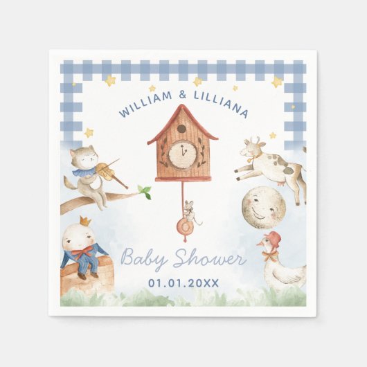 Kwekerij Rhyme Baby shower Papier servetten (Voorkant)