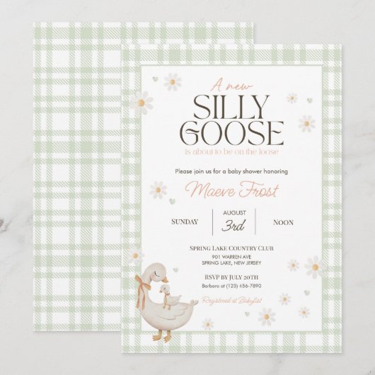 Kwekerij Rhyme Gekke Goose Baby shower Uitnodiging (Voorkant / Achterkant)