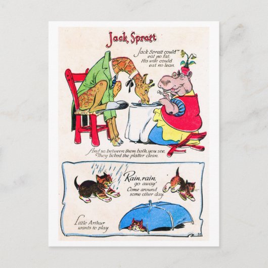 Kwekerij Rhyme - Jack Spratt, Regen, Ga weg Briefkaart (Voorkant)