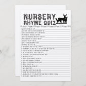 Kwekerij Rhyme Quiz Baby shower Spel Kaart (Voorkant / Achterkant)