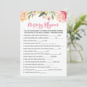 Kwekerij Rhyme Quiz Baby shower spel Kaart (Staand voorkant)