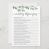 Kwekerij Rhyme Quiz Baby shower spel Kaart (Voorkant)