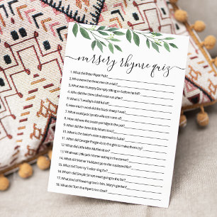 Kwekerij Rhyme Quiz Baby shower spel Kaart