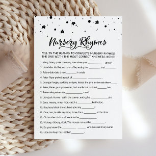 Kwekerij Rhyme Quiz Baby shower spel Kaart