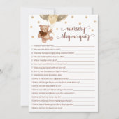 Kwekerij Rhyme Quiz Spel Teddy Bear Kaart (Voorkant)