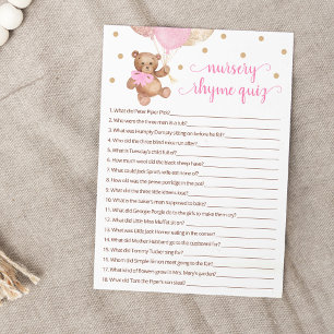 Kwekerij Rhyme Quiz Spel Teddy Bear Kaart