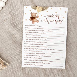 Kwekerij Rhyme Quiz Spel Teddy Bear Kaart