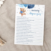 Kwekerij Rhyme Quiz Spel Teddy Bear Kaart