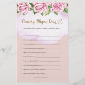 Kwekerij Rhyme Quiz Teddy Bear Meisje Baby shower (Voorkant)