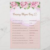 Kwekerij Rhyme Quiz Teddy Bear Meisje Baby shower (Achterkant)