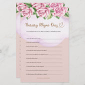 Kwekerij Rhyme Quiz Teddy Bear Meisje Baby shower (Voorkant / Achterkant)