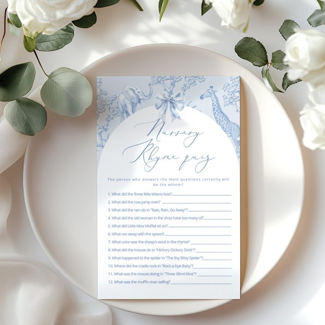 Kwekerij Rhyme Quiz Toile Safari baby shower spel (Creator heeft geüpload)