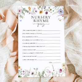 Kwekerij Rhyme Quiz Wildflower Baby shower Spel