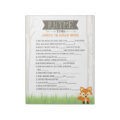 Kwekerij Rhyme Woodland Fox Baby shower Game Pack Notitieblok (Linkerzijde)