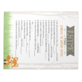 Kwekerij Rhyme Woodland Fox Baby shower Game Pack Notitieblok (Voorkant)