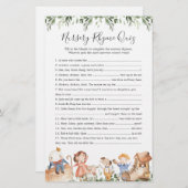 Kwekerij Rhymes Baby shower Kwekerij Rhyme Quiz Ga (Voorkant / Achterkant)