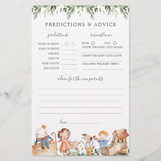 Kwekerij Rhymes Baby shower Voorspellingen en Advi (Voorkant)