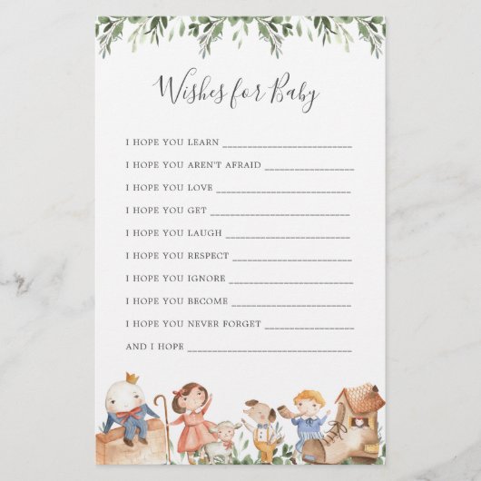 Kwekerij Rhymes Baby shower Wensen voor Baby (Voorkant)
