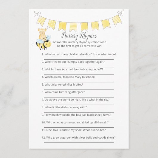 Kwekerij Rhymes Game Boy Teddy Bear Kaart (Voorkant)