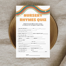 Kwekerij Rhymes Quiz Retro Groovy Baby shower Flyer