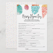 Kwekerij Rhymes Quiz Wat is het Scoop Baby shower (Voorkant / Achterkant)