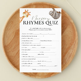 Kwekerij Rhymes Quiz Wild Een Baby shower Flyer