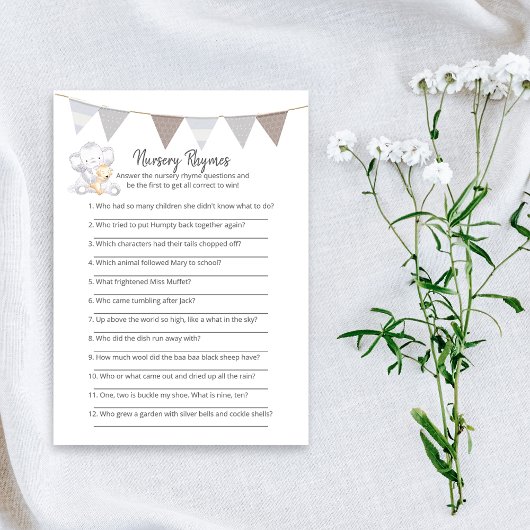 Kwekerij Rhymes Spel Moderne Baby Olifant Kaart