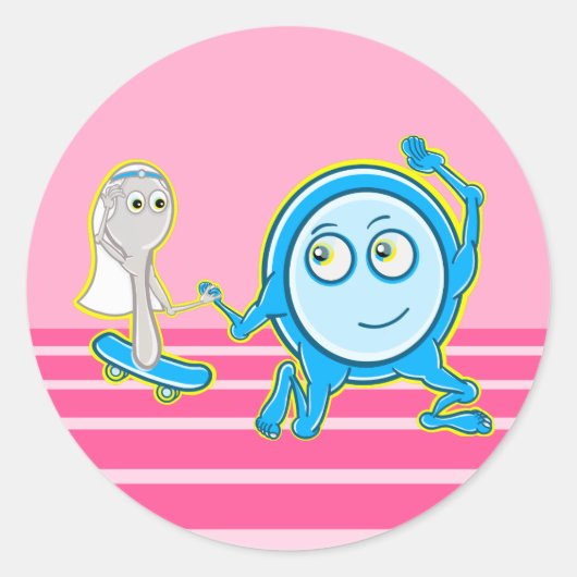 Kwekerij rijm Het gerecht liep weg met de lepel Ronde Sticker (Voorkant)