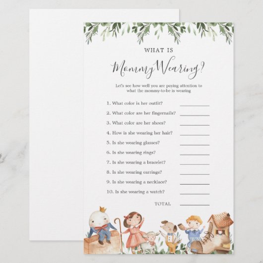 Kwekerij rijmt Baby shower Wat is mama dragen (Voorkant / Achterkant)