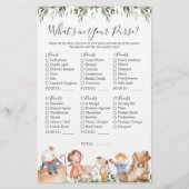 Kwekerij rijmt Baby shower Wat zit er in je tas (Voorkant)