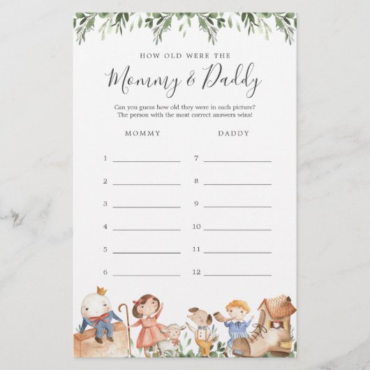 Kwekerij rijmt hoe oud ze waren spel Kaart (Voorkant)