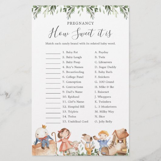 Kwekerij rijmt zwangerschap hoe zoet het is spel (Voorkant)