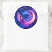 Kwekerij roze fee fantasie glitter neon maan ronde sticker (Tas)